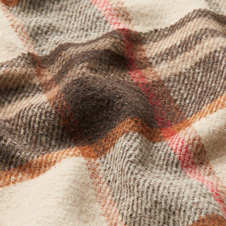 Mantelstoff bunte Karos – cashew/schwarzbraun,  image number 2