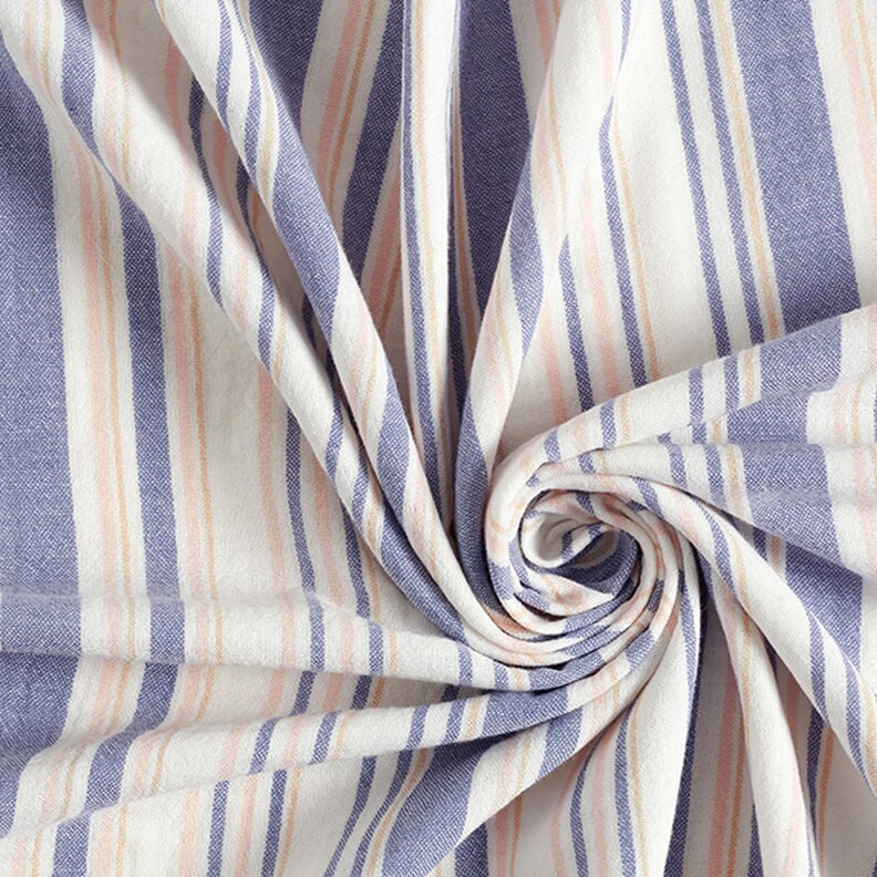 Musselin/ Doppel-Krinkel Gewebe garngefärbte Streifen | Poppy – weiss/marineblau,  image number 3