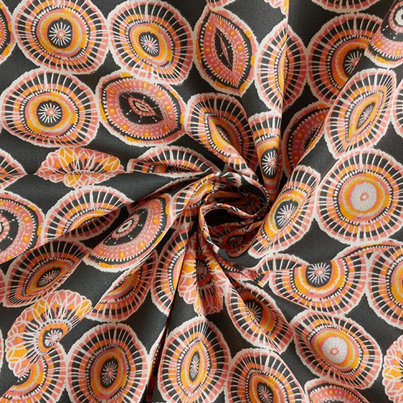 Baumwollstoff Cretonne Ethno Kreise – anthrazit | Reststück 50cm,  image number 4