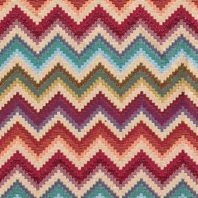 Dekostoff Gobelin Chevron – hellbeige/karminrot, 