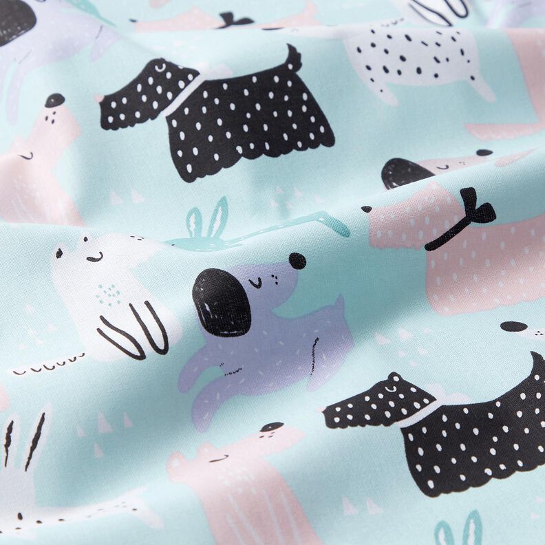 Baumwollstoff Cretonne abstrakte Hunde – himmelblau/rosé, image number 2