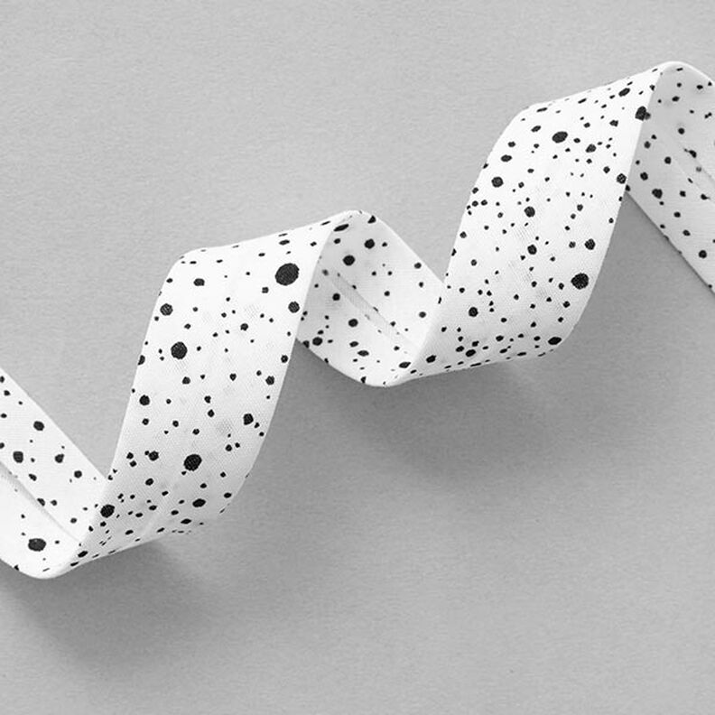 Schrägband Kleckse [20 mm] – weiss/schwarz,  image number 1