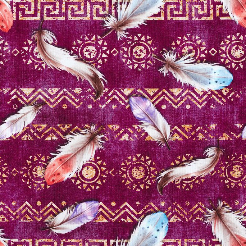 French Terry Boho Federn | Glitzerpüppi – traube/hummer, image number 1