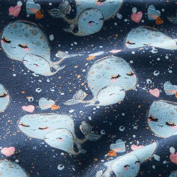 Baumwolljersey Wale & Herzen Digitaldruck – marineblau, image number 2