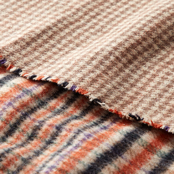 Wollmix Doppelgewebe Karos – terracotta/lila, image number 4