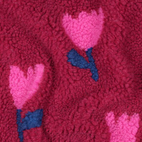 Teddyplüsch Tulpen | Poppy Fabrics – karminrot, 