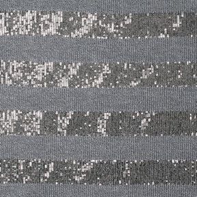 Strickstoff Glitzerpailletten Querstreifen – grau, 