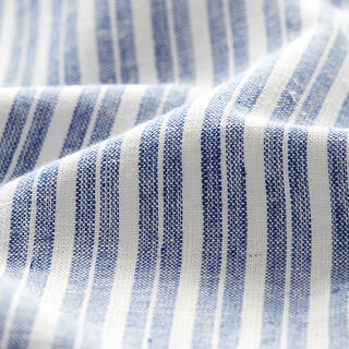 Leinen-Baumwoll-Mix Streifen breit – jeansblau/wollweiss, 