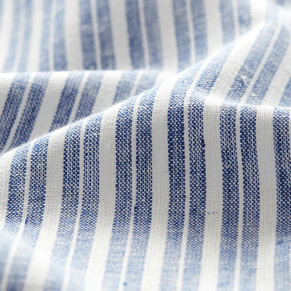 Leinen-Baumwoll-Mix Streifen breit – jeansblau/wollweiss, image number 2