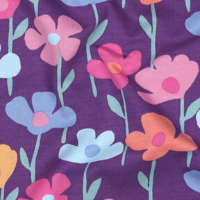 French Terry Sommersweat bunte Blumen | Poppy Fabrics – rotlila, 