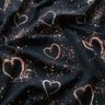 Baumwolljersey Goldsprenkel Herzen | Glitzerpüppi – schwarzblau/dunkelaltrosa,  thumbnail number 2