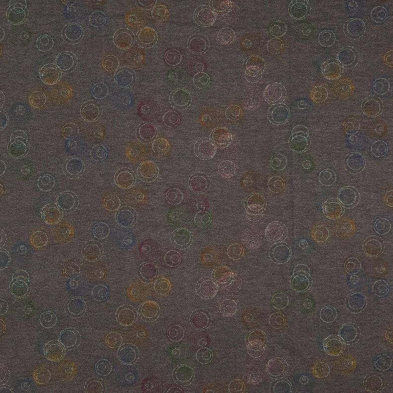 Viskosejersey bunte Kreise – steingrau, image number 1