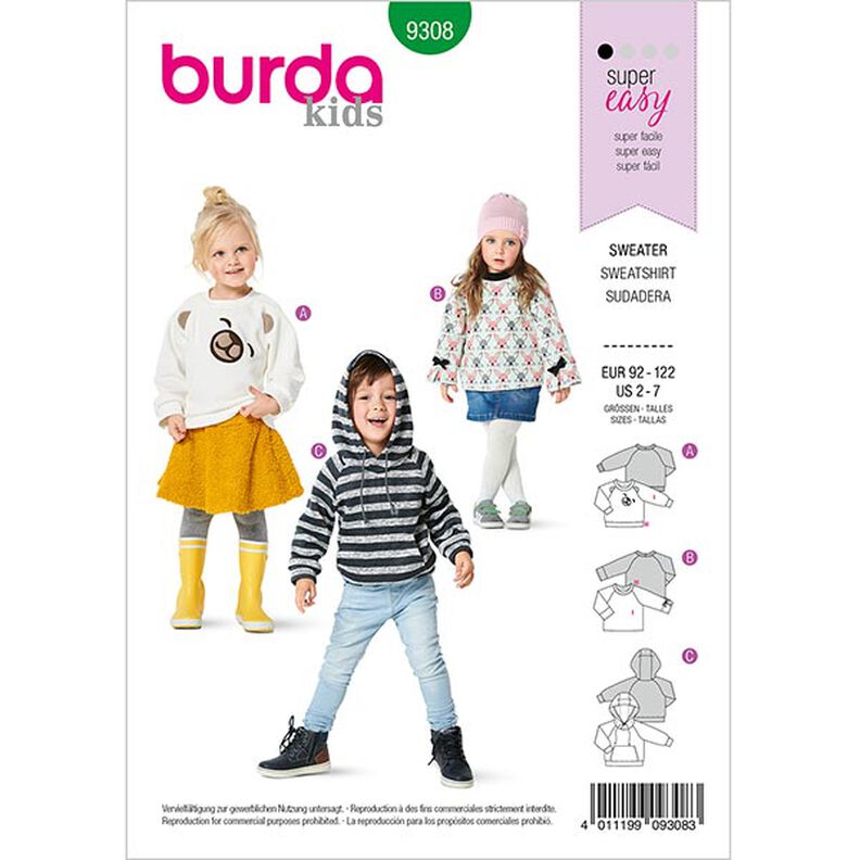 Sweatshirt | Burda 9308 | 92-122,  image number 1