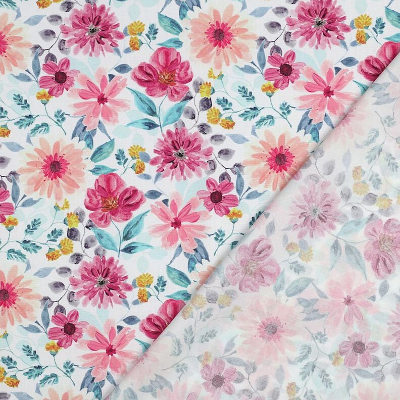 Baumwoll Popeline Blumen &ndash; weiss,  image number 4