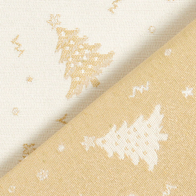 Dekostoff Jacquard Lurex Tannenbäumchen – hellbeige/gold,  image number 4