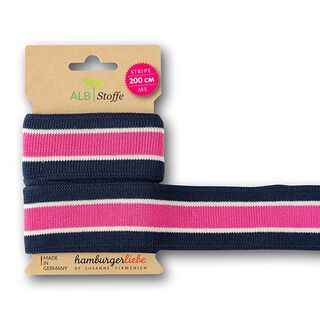 Bio-Jacquardband Stripe Me Icon  [200 cm | 3,5 cm] | Albstoffe – navy/pink, 