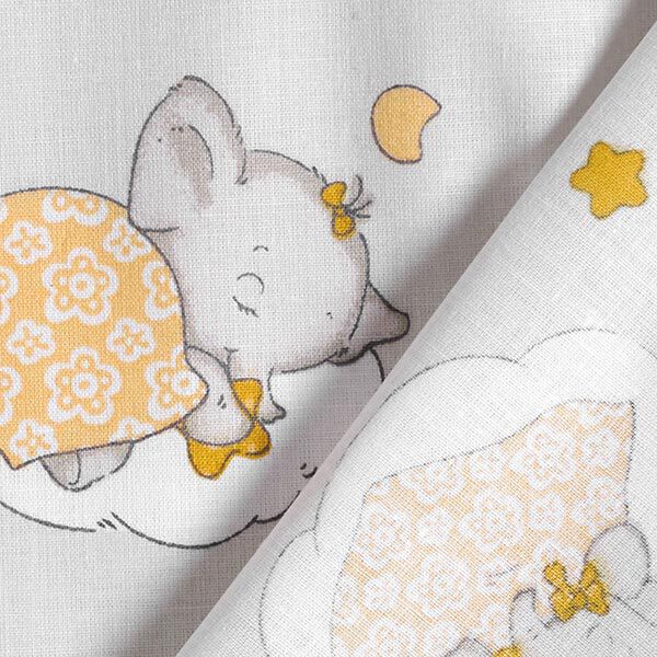 Baumwollstoff Cretonne Schlummer-Elefant – grau/gelb, image number 4