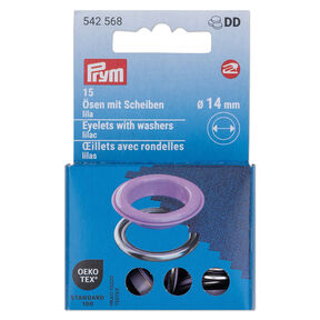 Ösen mit Scheiben [15 Stück | Ø 14 mm] | Prym – lila/silber metallic, 