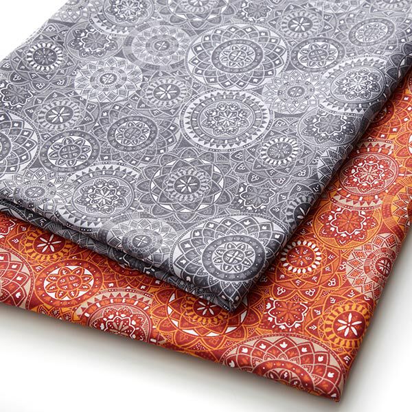 Baumwollstoff Cretonne Mandalacollage – grau, image number 5