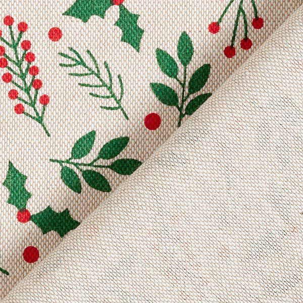 Dekostoff Halbpanama Mistelzweige – beige/grün