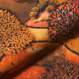 Dekostoff Halbpanama Digitaldruck Landschaft Herbst – bronze/orange, 