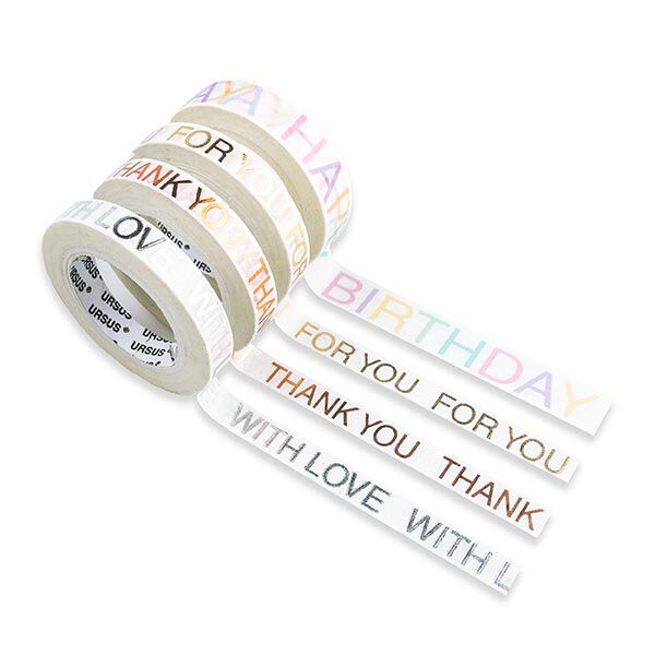 Washi Tape Schöne Worte [ 10 mm x 10 m, 4Stück ] – Farbmix,  image number 1