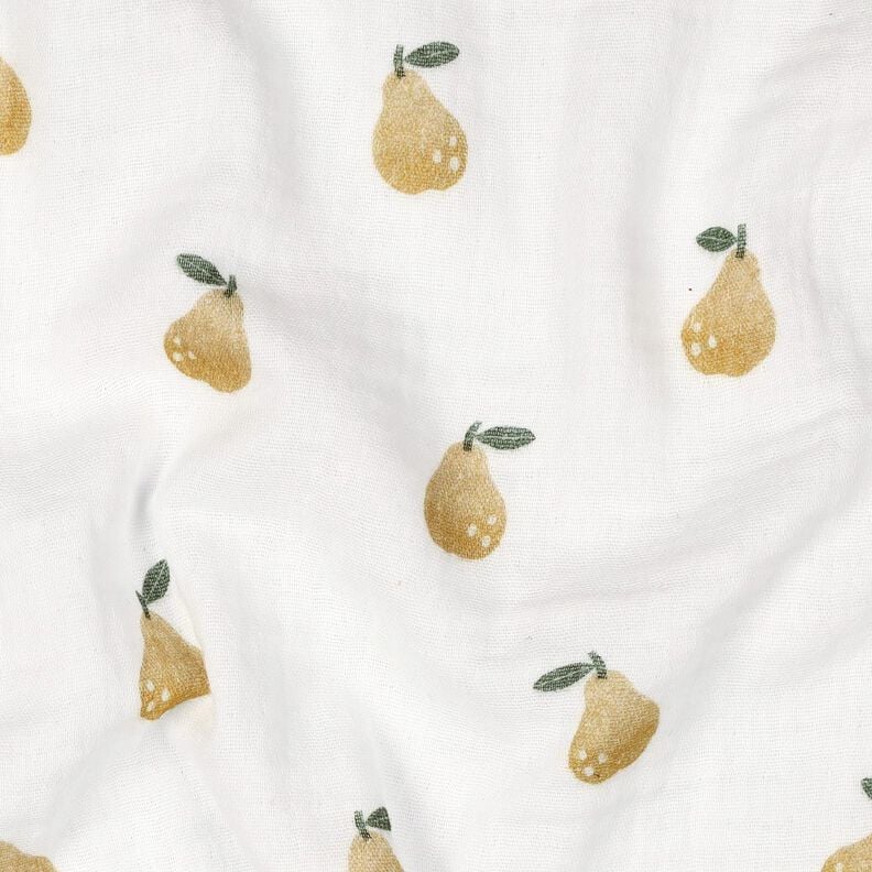Musselin/ Doppel-Krinkel Gewebe Birne Digitaldruck | Poppy Fabrics – weiss/gelboliv, image number 2