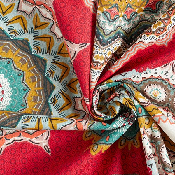 Cretonne Großes Mandala-Muster – rot | Reststück 60cm