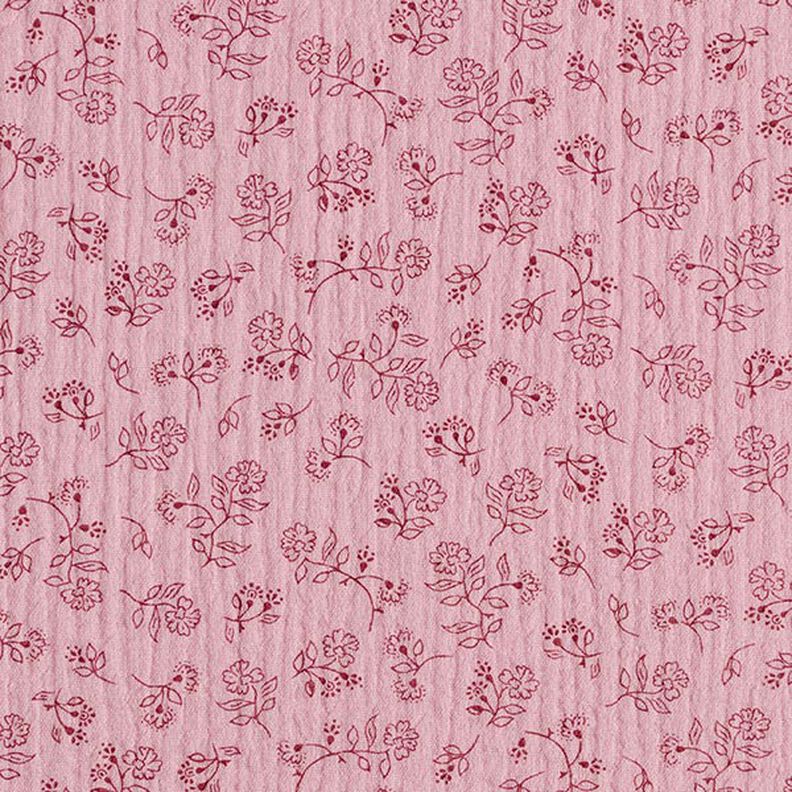 Musselin/ Doppel-Krinkel Gewebe kleine Blumenranken – rosa,  image number 1