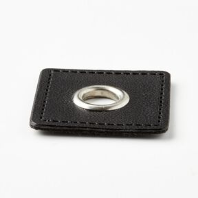 Ösenpatch [30 x 30 mm] – schwarz/silber metallic, 