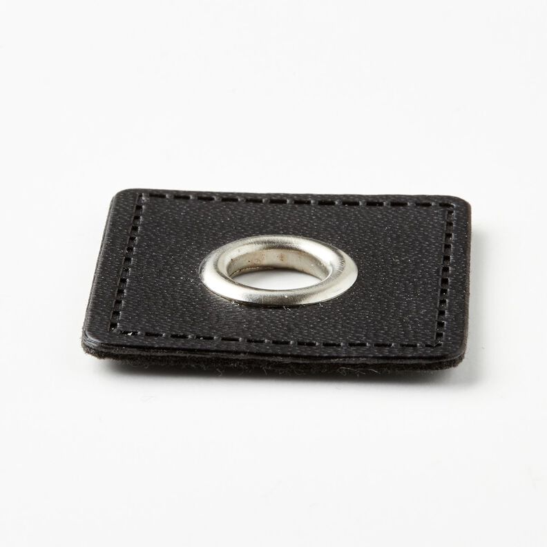 Ösenpatch [30 x 30 mm] – schwarz/silber metallic,  image number 2