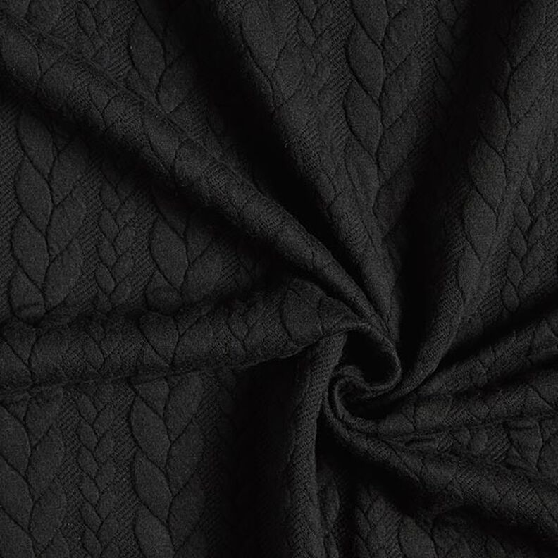 Jerseyjacquard Cloqué Zopfmuster – schwarz,  image number 3