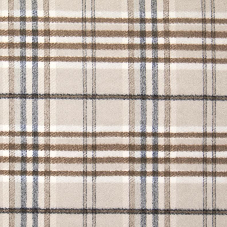 Mantelstoff Woll-Mix Karos angeraut – helltaupe/mocca, image number 1