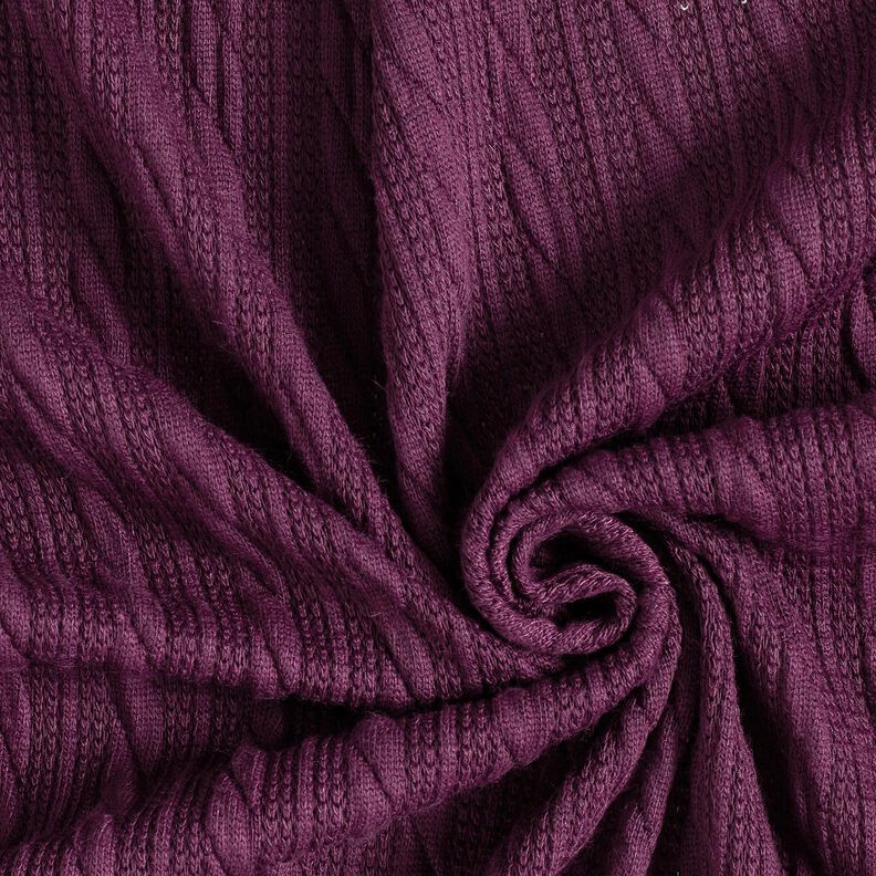 Strick Cloqué Zopfmuster – merlot, image number 3