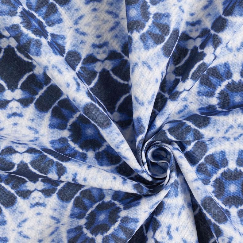 Dekostoff Canvas Batik-Kreise – indigo/weiss, image number 3