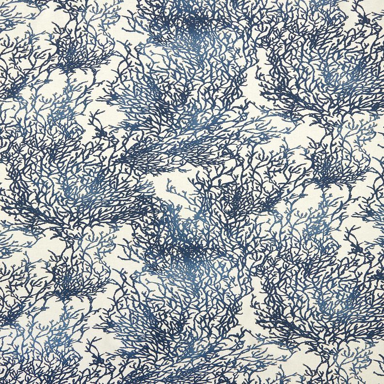 Dekostoff Halbpanama feine Korallen – marineblau/natur,  image number 1