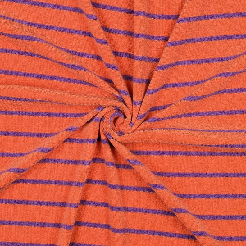 Frotteejersey Streifen | Poppy Fabrics – orange/rotlila,  image number 3