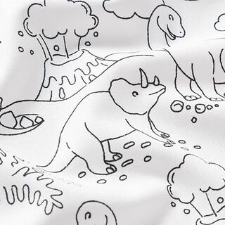 Baumwollpopeline Ausmalstoff Dinos – weiss/schwarz, 