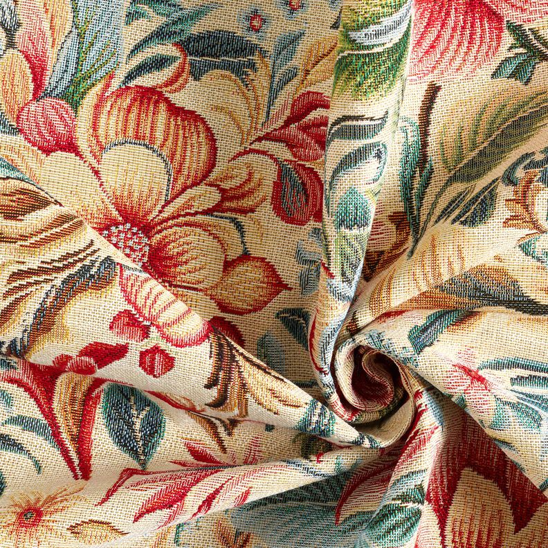 Dekostoff Gobelin traumhafte Blumen – hellbeige/rot,  image number 3