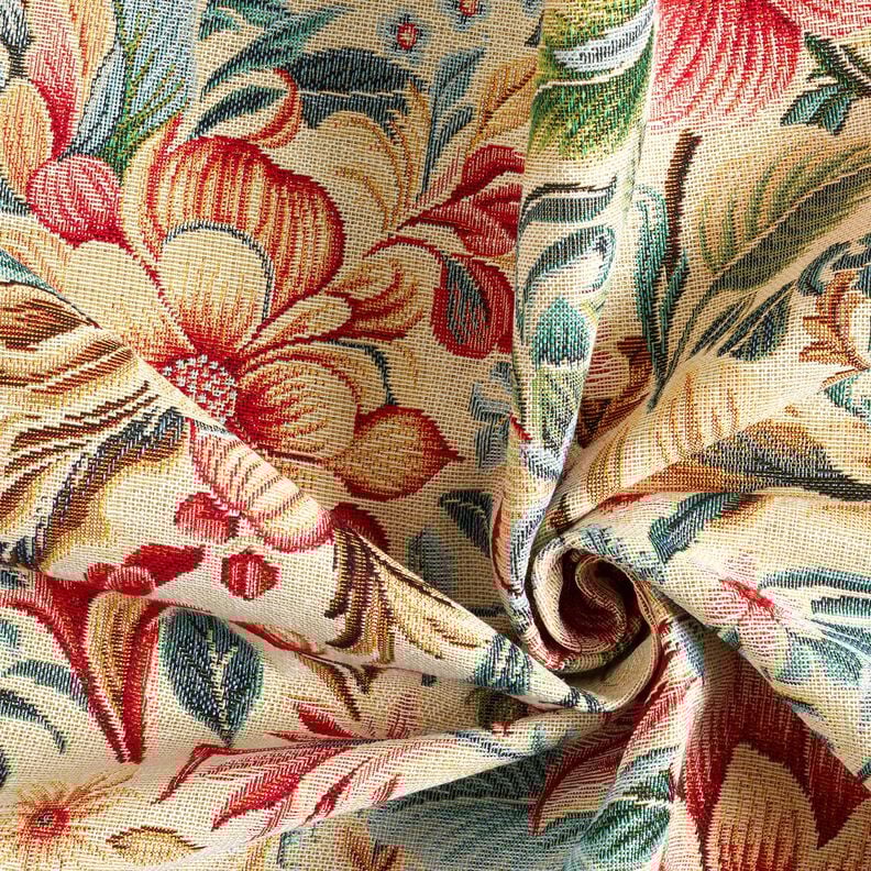 Dekostoff Gobelin traumhafte Blumen – hellbeige/rot, image number 3