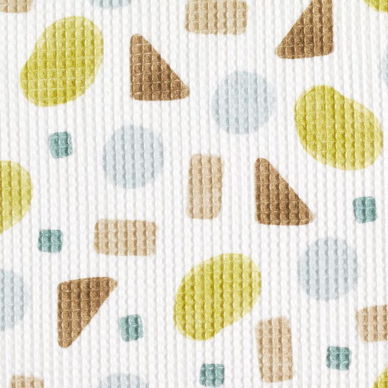 Waffelpiqué bunte Formen – moosgrün/elfenbein,  image number 6