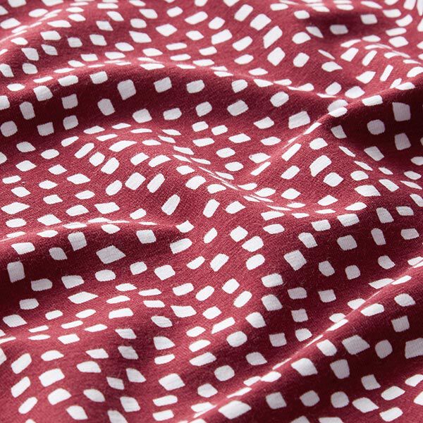 GOTS Baumwolljersey unregelmäßige Kästchen | by Poppy – beere | Reststück 100cm
