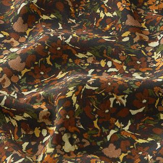 Viskose Crêpe Georgette Streublumen – schwarz/braun, 