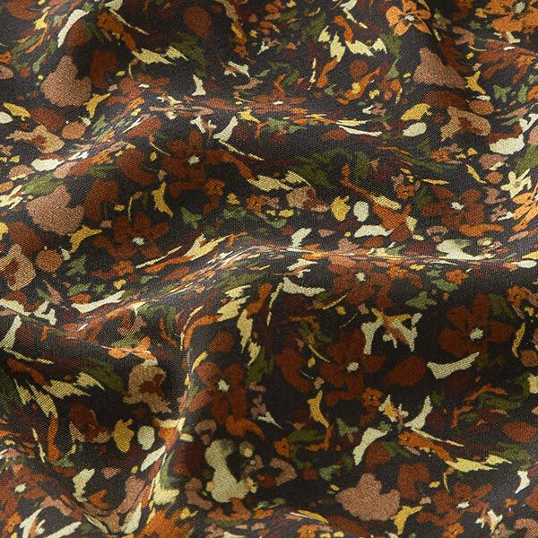 Viskose Crêpe Georgette Streublumen – schwarz/braun, image number 2
