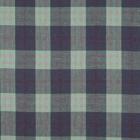 Leinen-Mix Karo bunt gewebt &ndash; mint/jeansblau, 