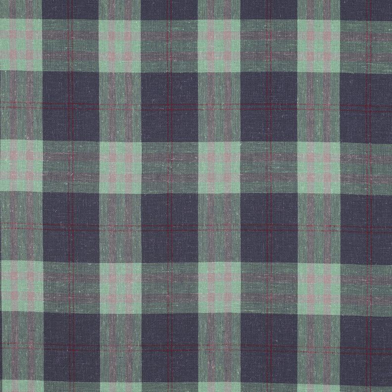 Leinen-Mix Karo bunt gewebt &ndash; mint/jeansblau,  image number 1