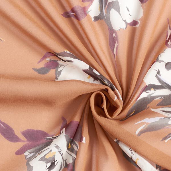 Seiden-Chiffon gemalte Blumen – braun, image number 5