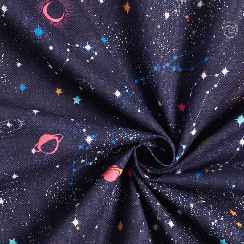 Dekostoff Halbpanama buntes Universum – marineblau,  image number 4