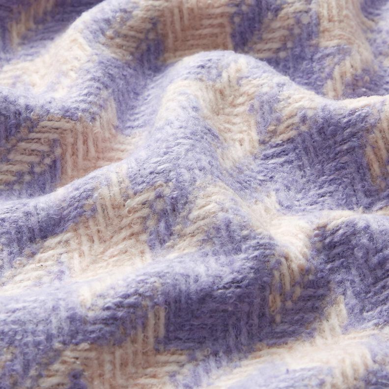 Mantelstoff grob gewebt Hahnentritt – beige/flieder,  image number 2