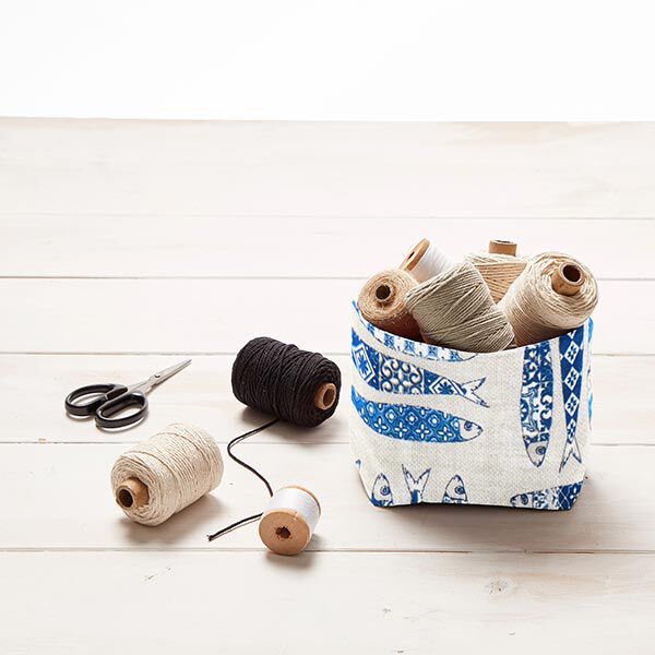 Dekostoff Canvas Sardinen – blau/natur, image number 9